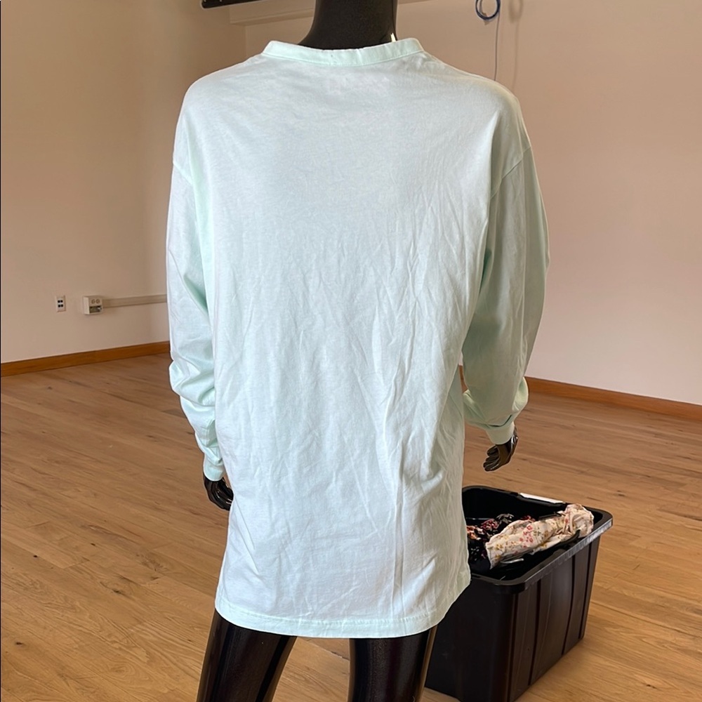 PINK Victoria's Secret light  Green Long Sleeve Tee - Picture 4 of 7